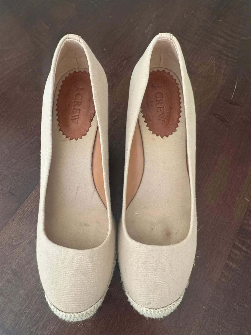 J. Crew Cream Canvas Espadrille wedge 8